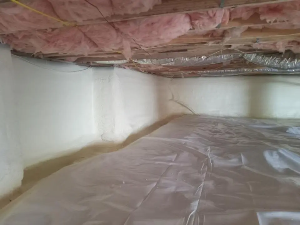 Crawl space encapsulation with closed-cell spray foam for Flat Roof Repair in Elba
